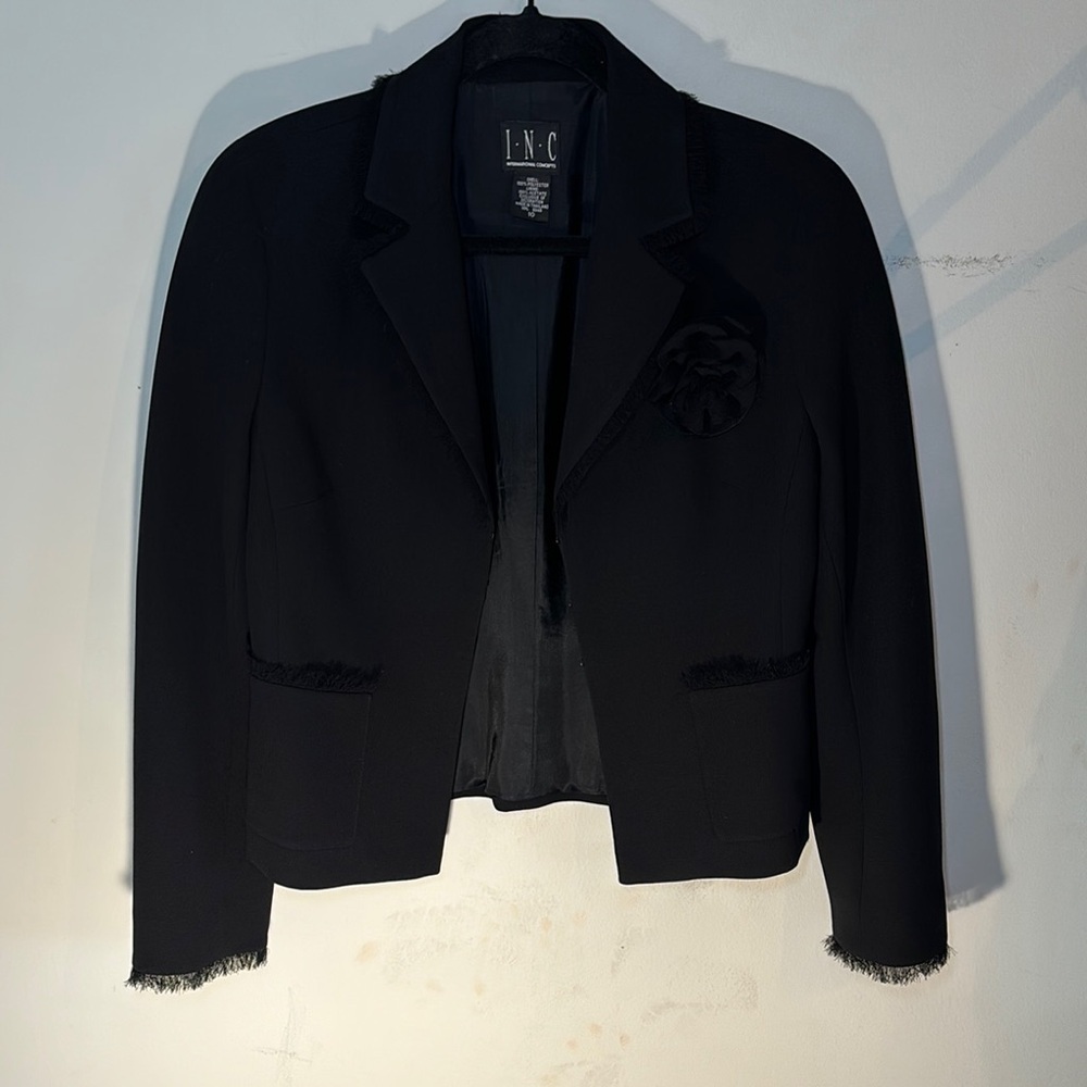 INC International Concepts Black Cropped Blazer